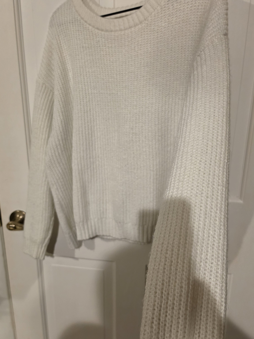 EVRI White Ribbed Knit Crewneck Sweater Plus Size 2X